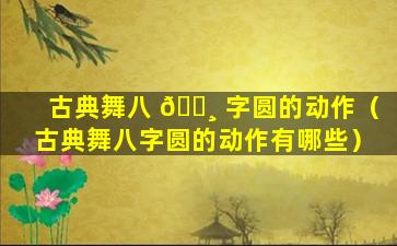 古典舞八 🕸 字圆的动作（古典舞八字圆的动作有哪些）